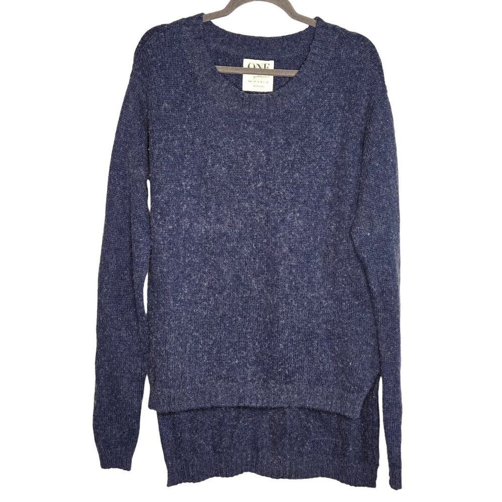 One By One Teaspoon Women's S Oversized Blue Wool Blend Fuzzy Sweater Small